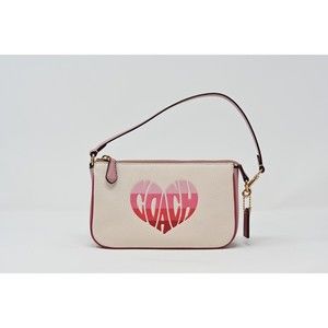 COACH NOLITA 19 Wristlet Chalk Pebbled Leather Stripe Heart Motif CA797 NWT